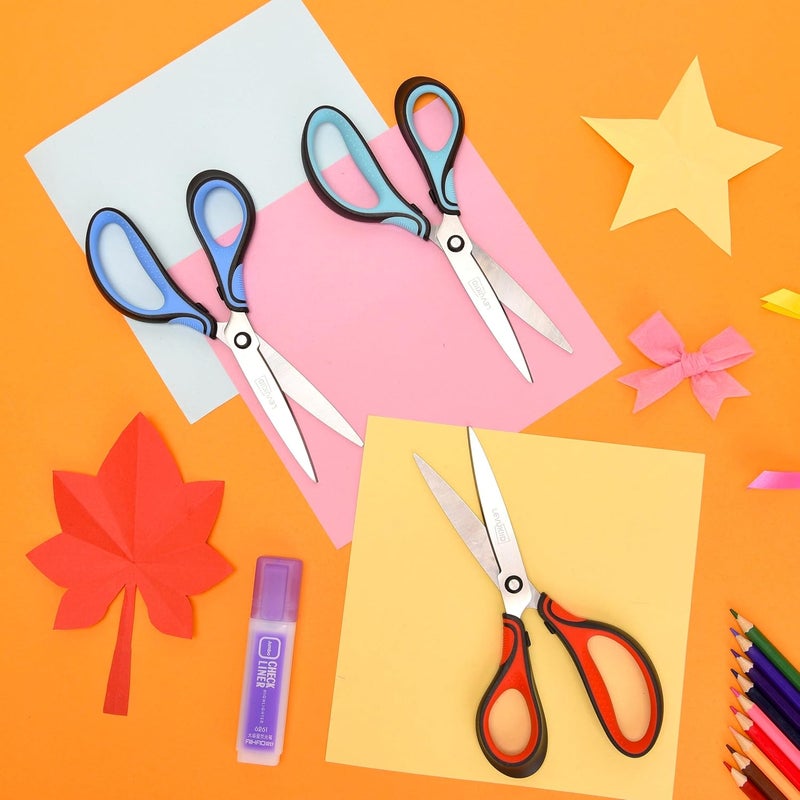 LEVUKIID 8.5 Inch Left Handed Scissors for Left Handed Supplies & Gifts, 3-Color Comfort Grip,Sharp Pointed Tip for Precise Control,Ideal for Adult, Office, Craft, Fabric, Kitchen, School. - Image 5